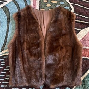Vintage Leather Mink Cropped Vest